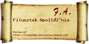 Filusztek Apollónia névjegykártya